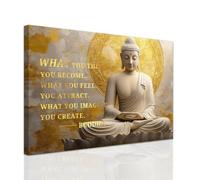 ZXHYWYM Buddhist Motivational Quotes Wall Art Buddha Statues Wall Decor Zen Bathroom Pictures for Office Home Spa Yoga Room Canvas Prints Framed (30 x 45 cms)
