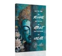 ZXHYWYM Buddhist Motivational Wall Art Buddha Quotes Canvas Pictures Zen Bathroom Painting Spa Artwork Prints for Yoga Room Office Decor Framed (40 x 60 cms)