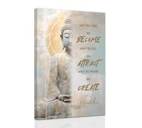 ZXHYWYM Buddhist Motivational Wall Art Buddha Quotes Canvas Pictures Zen Bathroom Painting Spa Artwork Prints for Yoga Room Office Decor Framed (30 x 45 cms)