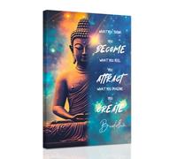 ZXHYWYM Buddhist Motivational Wall Art Buddha Quotes Canvas Pictures Zen Bathroom Painting Spa Artwork Prints for Yoga Room Office Decor Framed (30 x 45 cms)