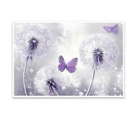 ZXHYWYM Butterfly Wall Art Purple Bathroom Decor Dandelion Paintings Grey Floral Pictures Prints Rustic Farmhouse Canvas Poster for Living Room Kitchen Unframe (Gray, (20L x 30W cm))
