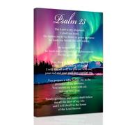 ZXHYWYM Christian Wall Art Aurora Polaris Pictures Scripture Canvas Psalm 23 Prints Bible Verses Painting Inspirational Poster for Home Decor Framed (40 x 60 cms)