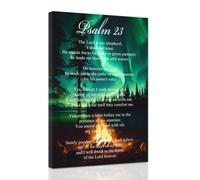 ZXHYWYM Christian Wall Art Aurora Polaris Pictures Scripture Canvas Psalm 23 Prints Bible Verses Painting Inspirational Poster for Home Decor Framed (40 x 60 cms)
