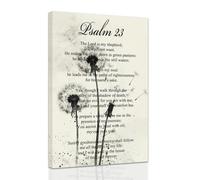 ZXHYWYM Christian Wall Art Dandelion Pictures Psalm 23 Painting Scripture Bible Verses Canvas Prints Inspirational Poster for Home Office Decor Framed (30 x 45 cms)