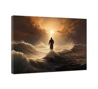 ZXHYWYM Christian Wall Art Framed Jesus Ocean Pictures Abstract Religious Poster Bedroom Office Home Decor God Faith Spiritual Gifts (A, (30.00 x 45.00 cms))