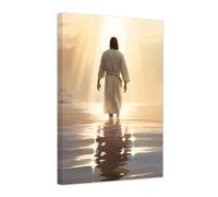 ZXHYWYM Christian Wall Art Framed Jesus Walking On Water Poster Jesus Christ Canvas Wall Decor God Faith Artwork Prints Home Living Room Church Decor (A, (50.00 x 75.00 cms))
