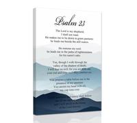 ZXHYWYM Christian Wall Art Mountains Canvas Prints Psalm 23 Scripture Pictures Bible Verses Inspirational Artwork for Home Office Decor Framed (30 x 45 cms)