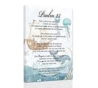 ZXHYWYM Christian Wall Art Psalm 23 Pictures Bible Verses Painting Ocean Animals Prints Whale Canvas Poster for Nursery Kids Bedroom (30 x 45 cms)