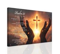 ZXHYWYM Christian Wall Art Psalm 23 Pictures Bible Verses Wall Canvas Scripture Painting Jesus Prints Inspirational Artwork for Office Home Framed (30 x 45 cms)