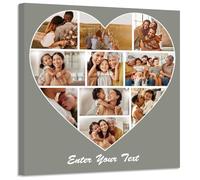 ZXHYWYM Collage Canvas Prints with Your Photos Custom Multi Image and Text Wall Art Personalized Heart Shaped Picture Home Decor Framed (10, (10.00" x 10.00"))