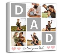 ZXHYWYM Collage Canvas Prints with Your Photos Custom Multi Image Wall Art Personalized Father's Day Picture Gift for Dad Framed (Dad-2, (16.00" x 16.00"))