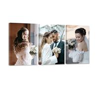 ZXHYWYM Create Your Own Canvas Prints With Your Wedding Family Photos Big Canvas Pictures Custom Personalized Wall Art 3 Framed Living Room Home Decor (3 Photo, (60x90cmx3))