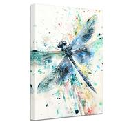 ZXHYWYM Dragonfly Canvas Wall Art Watercolor Dragonfly Poster Bathroom Decor Teal Dragonfly Art Prints Insect Picture for Living Room (White, (40.00 x 60.00 cms))
