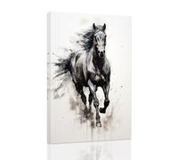 ZXHYWYM Horse Canvas Wall Art Black Horse Picture Print Large Western Animal Painting Running Horse Artwork Rustic Farmhouse Office Wall Decor Framed (E, (30.00 x 45.00 cms))