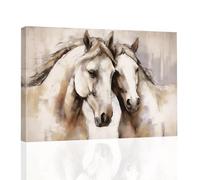 ZXHYWYM Horse Canvas Wall Art White Horse Picture Print Large Western Animal Painting Rustic Farmhouse Living Room Wall Decor Framed Gifts for Horse Lovers (C, (70.00 x 105.00 cms))