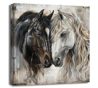 ZXHYWYM Horse Face Picture Black and White Animal Wall Art Couple Horse Canvas Prints Vintage Animal Poster Abstract Artwork for Office Wall Decor(Picture-1, (12.00" x 12.00"))