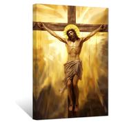 ZXHYWYM Jesus Canvas Wall Art God on the Cross Pictures Prints Christian Spiritual Poster Artwork Home Decor for Office Prayer Room Framed(1, (16.00" x 24.00"))