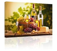 ZXHYWYM Kitchen Wall Art Grapes and Wine Picture Fresh Fruits Canvas Prints for Kitchen Restaurant Dining Room Decor Framed(4, (12.00" x 18.00"))