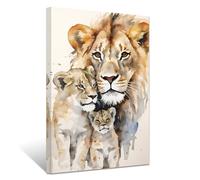ZXHYWYM Lion Canvas Wall Art Lion Family Picture Prints Lion and Lioness Paintings Watercolor Animals Artwork Home Decor Framed(3, (20.00" x 30.00"))