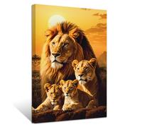 ZXHYWYM Lion Canvas Wall Art Lion Family Picture Prints Lion and Lioness Paintings Wild Animals Artwork Home Decor Framed(3, (24.00" x 36.00"))