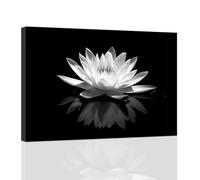 ZXHYWYM Lotus Flower Canvas Wall Art Blossom Floral Painting Black and White Zen Spa Bathroom Picture Wall Decor for Meditation Spiritual Room Decor Framed (A, (30.00 x 45.00 cms))