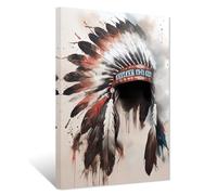 ZXHYWYM Native American Canvas Wall Art Colorful Headdress Feathered Picture Prints Indian Tribal Painting Southwest Artwork Wall Decor Framed(2, (16.00" x 24.00"))