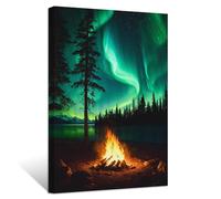ZXHYWYM Northern Lights Wall Art Aurora Borealis Painting Forest Mountain Canvas Prints Nature Landscape Home Decor Framed(2, (12.00" x 18.00"))