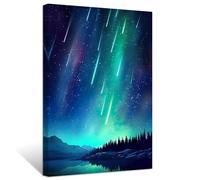 ZXHYWYM Northern Lights Wall Art Aurora Borealis Painting Forest Mountain Canvas Prints Nature Landscape Home Decor Framed(3, (12.00" x 18.00"))