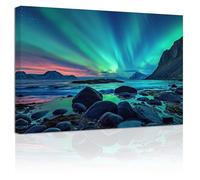 ZXHYWYM Northern Lights Wall Art Colorful Aurora Borealis Painting Forest Mountain Canvas Prints Nature Landscape Home Decor Framed(4, (28.00" x 42.00"))