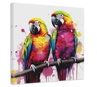 ZXHYWYM Parrot Canvas Wall Art Tropical Macaw Birds Picture Prints Forest Colorful Animal Painting for Pet Shop Zoo Decor Framed(1, (12.00" x 12.00"))