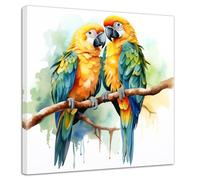 ZXHYWYM Parrot Canvas Wall Art Tropical Macaw Birds Picture Prints Forest Colorful Animal Painting for Pet Shop Zoo Decor Framed(3, (18.00" x 18.00"))