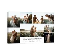 ZXHYWYM Personalized Collage Wedding Canvas Wall Art Custom Framed Canvas Prints with Your 8 Photos with Text Collage Upload Pictures Customized Gifts Wall Decor (B9, (20.00 x 30.00 cms))