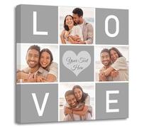 ZXHYWYM Personalized Picture Collage Canvas Prints with Your Photos Custom Couple Image Wall Art Collage Photos Valentine's Day Decor Framed (Love-2, (32.00" x 32.00"))