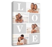 ZXHYWYM Personalized Picture Collage Canvas Prints with Your Photos Custom Couple Image Wall Art Collage Photos Valentine's Day Decor Framed (Love-1, (8.00" x 12.00"))