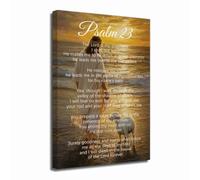 ZXHYWYM Psalm 23 Canvas Wall Art Bible Verse Picture Prints Christian Inspirational Quotes Art Poster Religious Scripture Painting Office Church Wall Decor (Gold, 45L x 30W cm)