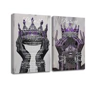 ZXHYWYM Psalm 91 and 23 Wall Art 2 Piece Bible Verse Wall Decor Christian Scripture Canvas Poster Prints Purple Queen Picture for Home Decor Framed 40x60cmx2