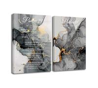 ZXHYWYM Psalm 91 and 23 Wall Art 2 Piece Bible Verse Wall Decor Christian Scripture Canvas Poster Prints Black Abstract Picture for Home Decor Framed 28x35cmx2