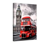 ZXHYWYM Red and Black Paris Wall Decor Big Ben Pictures Framed Red Bus Canvas Painting Romantic Artwork Prints For Bedroom Home Anniversary Decor (C, (30.00 x 45.00 cms))