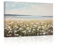 ZXHYWYM Retro Landscape Wall Art Wildflower Field Meadow Painting Prints French Country Canvas Pictures Rustic Botanical Farmhouse Wall Decor Framed(3, (28.00" x 42.00"))