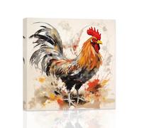 ZXHYWYM Rooster Prints Wall Art Chicken Pictures on Canvas Rustic Farm Animal Painting Farmhouse Kitchen Home Wall Decor Framed (B, (40.00 x 40.00 cms))