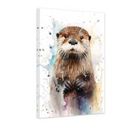 ZXHYWYM Sea Otter Wall Art Cute Otter Poster Abstract Watercolor Kids Animal Picture Canvas Prints Funny Kids Room Nursery Bedroom Bathroom Decor Framed (C, (40.00 x 60.00 cms))