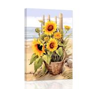 ZXHYWYM Sunflower Pictures Wall Decor Yellow Floral Wall Art for Kitchen Bathroom Blossom Sunflower Canvas Painting Farmhouse Bedroom Home Decor Frame (A, (40.00 x 60.00 cms))
