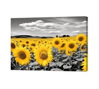 ZXHYWYM Sunflower Wall Art Black And White Sunflower Picture Yellow Floral Canvas Nature Flower Landscape Art Prints for Bathroom Kitchen Decor Framed (A, (40.00 x 60.00 cms))