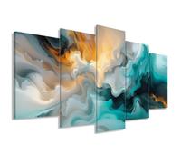 ZXHYWYM Teal Abstract Wall Art 5 Pieces Turquoise Wall Canvas Pictures Prints Modern Abstract Home Wall Decor for Living Room Bedroom Office Framed (Size 1)