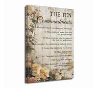 ZXHYWYM The Ten Commandments Wall Art 10 Commandments Picture Religious Scripture Bible Verse Canvas Prints Christian Inspirational Quotes Painting Office Decor (Pink, 50L x 40W cm)