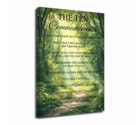 ZXHYWYM The Ten Commandments Wall Art 10 Commandments Picture Religious Scripture Bible Verse Canvas Prints Christian Inspirational Quotes Painting Office Decor (Green, 45L x 30W cm)