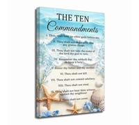 ZXHYWYM The Ten Commandments Wall Art 10 Commandments Picture Religious Scripture Bible Verse Canvas Prints Christian Inspirational Quotes Painting Office Decor (White, 105L x 70W cm)
