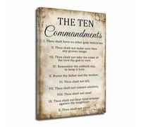 ZXHYWYM The Ten Commandments Wall Art 10 Commandments Picture Religious Scripture Bible Verse Canvas Prints Christian Inspirational Quotes Painting Office Decor (Brown, 50L x 40W cm)