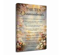 ZXHYWYM The Ten Commandments Wall Art 10 Commandments Picture Religious Scripture Bible Verse Canvas Prints Christian Inspirational Quotes Painting Office Decor (Yellow, 45L x 30W cm)