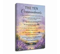 ZXHYWYM The Ten Commandments Wall Art 10 Commandments Picture Religious Scripture Bible Verse Canvas Prints Christian Inspirational Quotes Painting Office Decor (Purple, 75L x 50W cm)